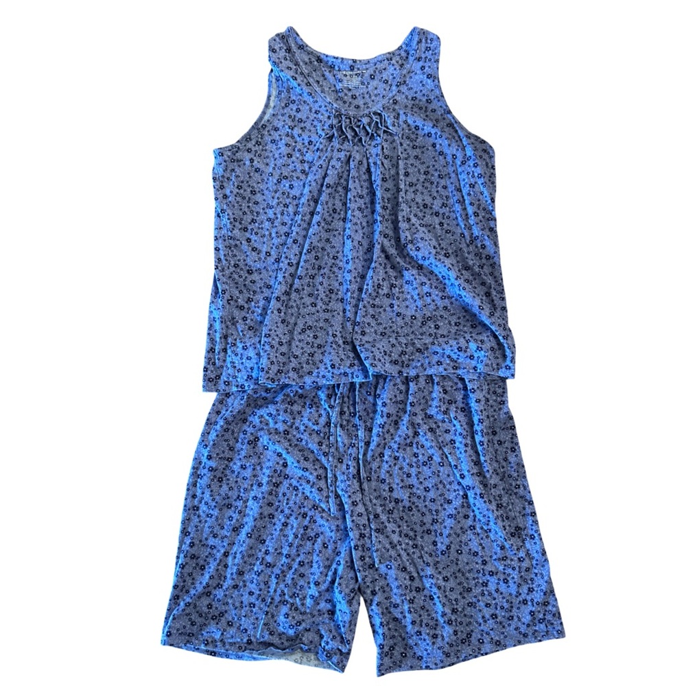 Liz Claiborne Purple Floral Pleated Tank & Shorts Pajama Set - Picture 3 of 5
